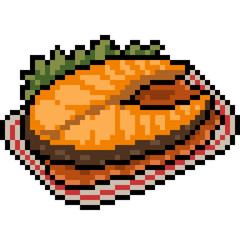 vector pixel art fish steak food