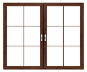 brown wooden window isolated on white background