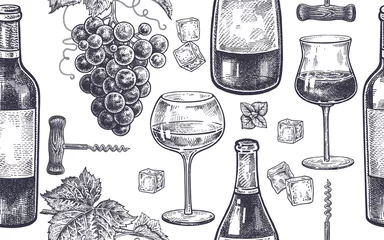 Nahtloses Muster mit Weintrinken. © marinavorona