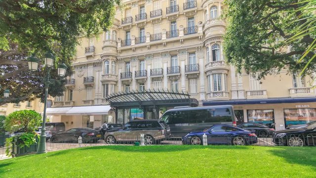 Hotel Hermitage in Monte Carlo timelapse hyperlapse, Monaco.