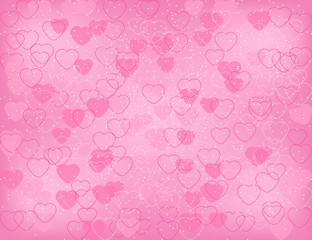 Valentine's day background with hearts and sparkles on the pink