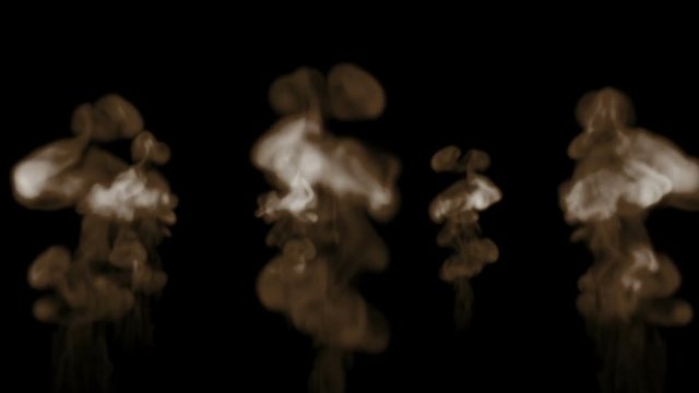 Smoke streams in slow motion. A lot of smoke flows Isolated on black background with backlit and ready for compositing for visual effects. For transparency use mode screen. V10