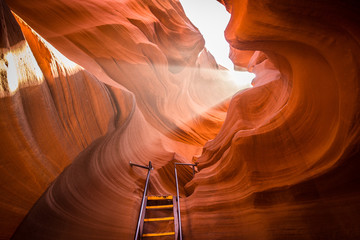 Magic light beam in Antelope Canyon, Arizona, USA