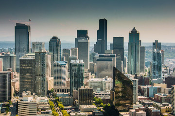 Fototapeta premium Skyline Seattle widziany z Space Needle, stan Waszyngton, USA