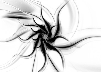 Fototapeta premium Black and white fractal. Fractal art background for creative design. Decoration for wallpaper desktop, poster, cover booklet. Abstract wallpaper. Psychedelic. Print for clothes, t-shirt.