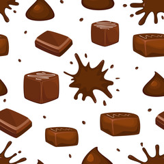 Sweet seamless pattern with chocolate and splash.