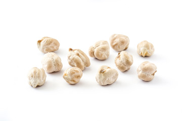 Chickpeas uncooked isolated on white background


