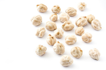 Chickpeas uncooked isolated on white background

