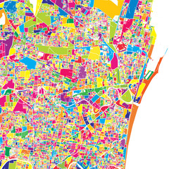 Fototapeta na wymiar Chennai, India, colorful vector map