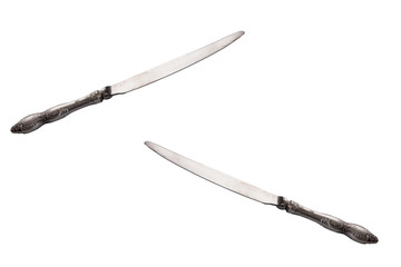 Retro Silver knife isolated on white background