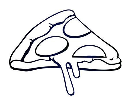 Contour vector - a piece of delicious pizza. Pop art sketch