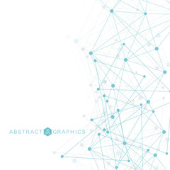 Geometric abstract background with connected line and dots. Structure molecule and communication. Big Data Visualization. Medical, technology, science background. Vector illustration.