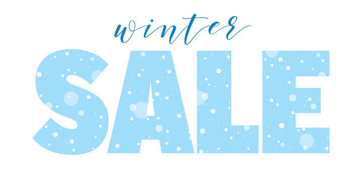 Winter sale seasonal banner with snow lettering