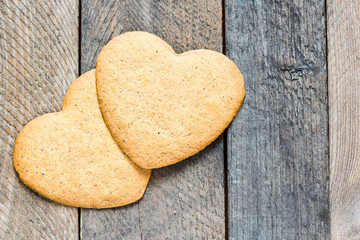 cookies heart on wooden background
