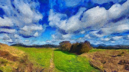 Idyllic countryside in New Zealand on a bright day