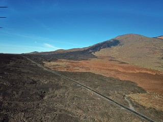 Tenerife roads and volcano Teide from above