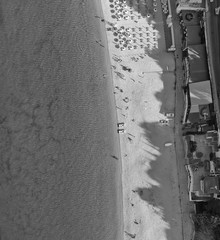 Overhead aerial view of beautiful beach in summer season