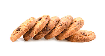 chocolate chip cookies on white background