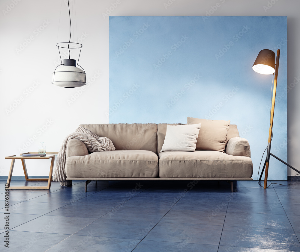 Wall mural modern room interior.