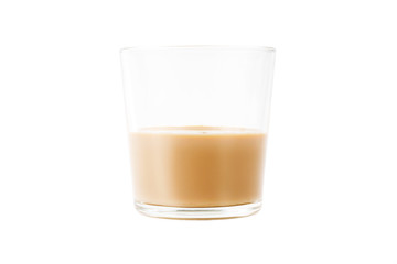 cream liqueur in a glass on white background isolated