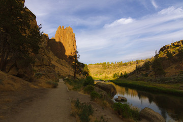 Colorful Sunset Over Smith Rock State Park and Crooked river in Central Oregon