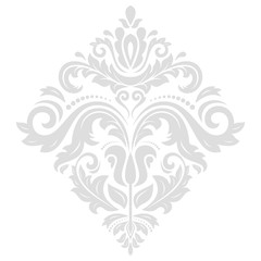 Oriental square light silver pattern with arabesques and floral elements. Traditional classic ornament. Vintage pattern with arabesques