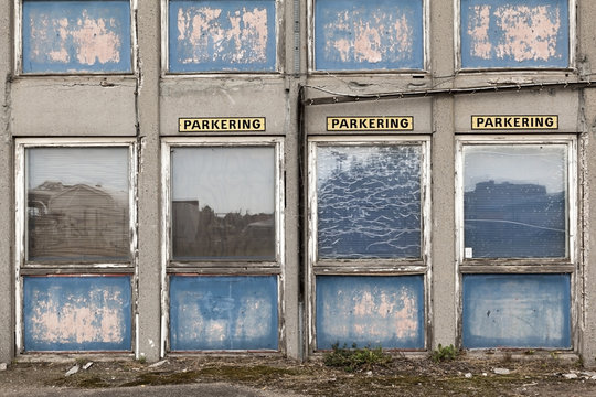 Parking Places Outside Blue Old Building