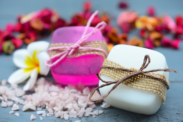 Handmade Soap closeup.Spa products
