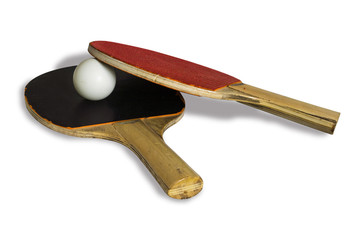 Table tennis. Two racquets and a ping-pong ball