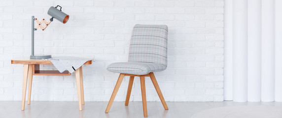 Grey chair in living room