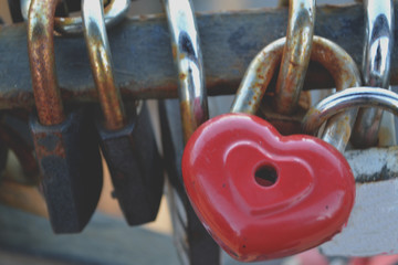 The padlocks as symbol of love. Happy Vlentine's day card. 
