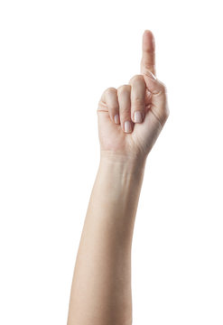 Woman's hand with the index finger