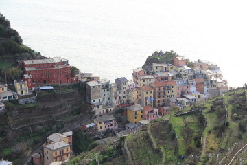 Obraz premium en montant dans les vignes au dessus de Manarola, Cinque Terre, Italie