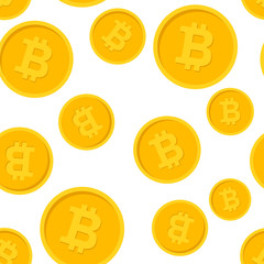 BItcoin seamless pattern. Simple Seamless Pattern Gold Symbols Of Bitcoins. Vector Illustration
