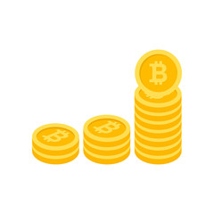 Bitcoin flat sign icon for internet money. Crypto currency symbol and coin image for using in web projects or mobile applications. Blockchain based secure cryptocurrency. Isolated vector illustration.