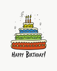 Birthday cake, postcard for your design