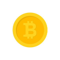 Bitcoin sign icon for internet money. Crypto currency symbol and coin image for using in web projects or mobile applications. Blockchain based secure cryptocurrency. Isolated vector illustration.