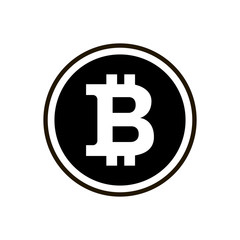 Bitcoin sign icon for internet money. Crypto currency symbol and coin image for using in web projects or mobile applications. Blockchain based secure cryptocurrency. Isolated vector illustration.