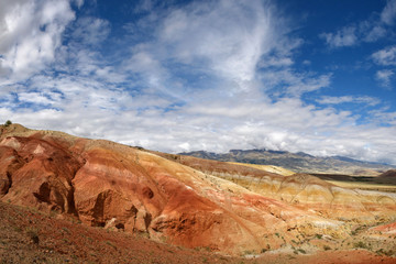 Red mountains are similar to the Martian landscape. Altai, Russia.