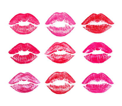 Set of beautiful red lips