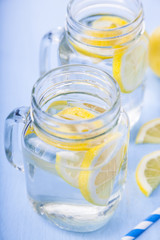 Ice cold water with lemon