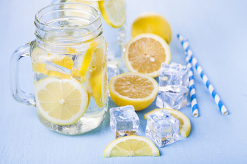 Ice cold water with lemon