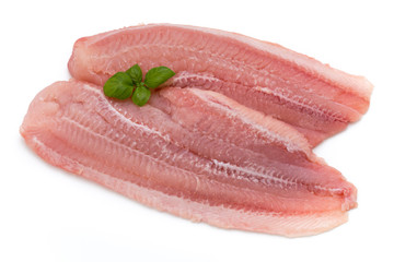 Fillet of Fish Pangasius. Isolated on white background.