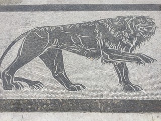 Fascist mosaic paving at the Stadio dei Marmi sports stadium, formerly Foro Mussolini