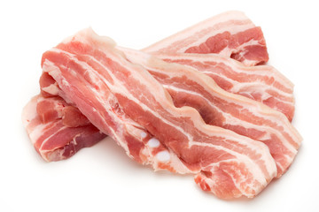 Meat pork slices isolated on the white background.