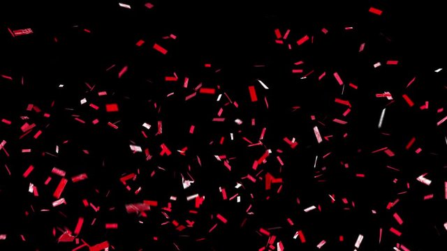 Confetti with alpha channel! Loopable. ProRes 4444 with transparency so you can put this confetti over the top of anything you like. Shiny red confetti falls and clears frame. See portfolio for more!