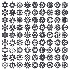 Cogwheel collection monochrome machine gear. Set of gear wheels. Vector illustration.