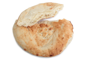 Organic bread on white background