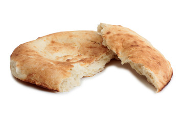 Organic bread on white background