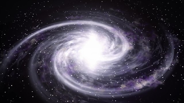 Rotating spiral galaxy deep space exploration. Space background.